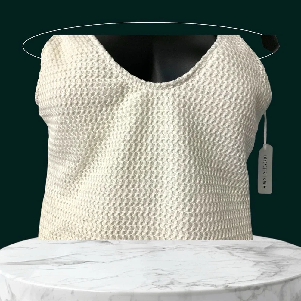 Swimwear Cream Waffle Weave One‎ Piece SZ 1X Women High Leg Bathing Suit Padded